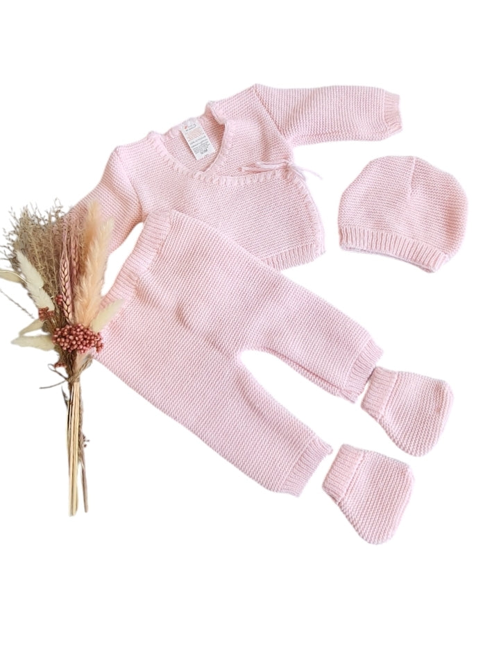 Ensemble laine bébé Personnalisé rose