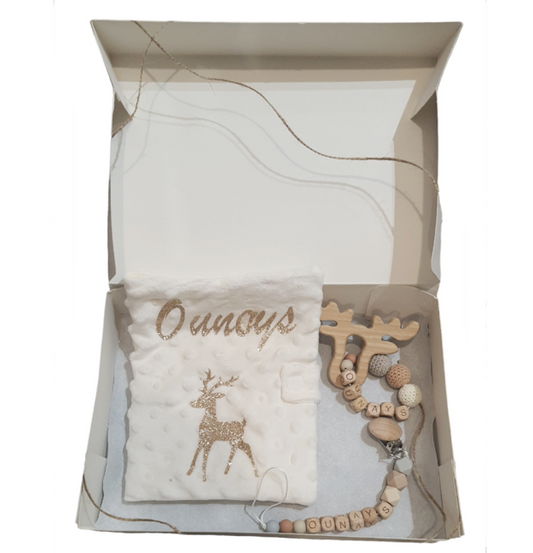 Coffret cadeau naissance personnalisé cerf avec boîte  personnalisée