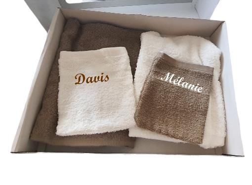 Coffret serviette adulte coffret cadeau fête mariage, cadeau parents papa et maman