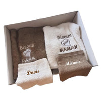 Coffret serviette adulte coffret cadeau fête mariage, cadeau parents papa et maman